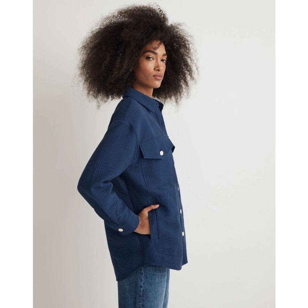 Madewell Superoversized Shirt Cotton Gauzy Collared Button Down Shacket - Picture 5 of 13